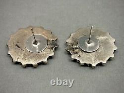 Vintage Zuni Sterling Silver Turquoise Cluster Post Earrings OLD