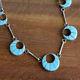 Vintage Zuni Sterling Silver Turquoise Inlay Necklace And Earrings Set