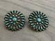 Vintage Zuni Sterling Silver & Turquoise Needlepoint Clipon Earrings Signed Nvh
