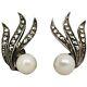 Vintage C1950 Sterling Silver Akoya Cultured Pearl & Marcasite Clip-on Earrings
