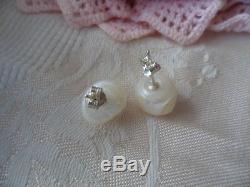 Vintage genuine Baroque Pearl Earrings Sterling Silver ear rings White Pearls
