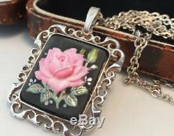 Vintage jewellery delightful Japanese toshikane rose necklace sterling silver