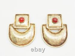 Vintage modern large gold plated sterling silver designer earrings Pepi Salih