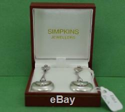 Vintage modernist ladies sterling silver drop earrings hallmarked EAJM Lon 1991