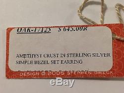 Vintage pair Stephen Dweck amethyst crust sterling silver 925 clip on earrings