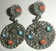 Vintage Sterling Silver Mexico Taxco Turquoise Coral Earrings Matl Style