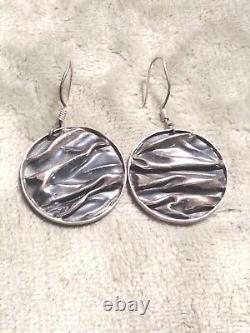 Vintage sterling silver earrings, wrinkled silver Mexico 925 Stamped