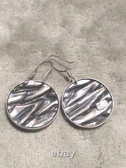 Vintage sterling silver earrings, wrinkled silver Mexico 925 Stamped