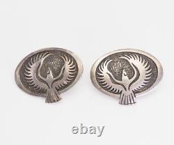 Vintage sterling silver flying Eagle bird earrings by Marcus Coochwykvia Hopi