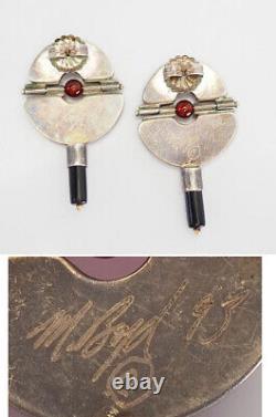 Vintage sterling silver gemstones 14k gold posts 1991 earrings by Michael Boyd