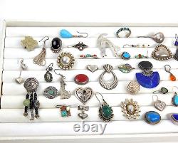 Vintage to Now Solid 925 Sterling Silver Single Stud Earrings Stone Lot 180 gr