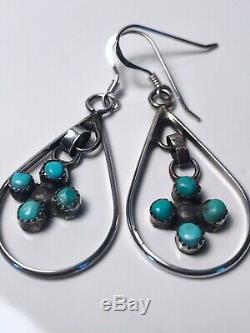 Vintage zuni sterling silver turquoise earrings