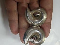 Von Musulin Vintage Heavy Sterling Silver Clip on Earrings Spiral