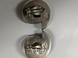 Von Musulin Vintage Heavy Sterling Silver Clip on Earrings Spiral