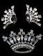 Vtg 1947 Philippe Trifari Sterling Rhinestone Crown Figural Pin & Earrings Set