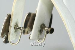 Vtg 1950's Fred Harvey Era Sterling Silver Turquoise Thunderbird Screw Earrings