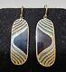 Vtg 925 Sterling Hook Earrings With Onyx Large 2.25 Solid 14oz- B5