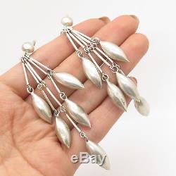 Vtg 925 Sterling Silver Long Dangling Earrings