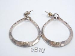 Vtg Anna Greta Eker AGE Norway Sterling Silver Modernist Dangle Hoop Earrings