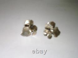Vtg Beau Sterling Silver Earrings Three Prong Leaf Screwback Earrings 1950s