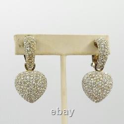 Vtg CAM-BER Earrings Hoops Heart Dangles Sterling Silver 925 Vermeil Jewelry