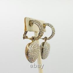 Vtg CAM-BER Earrings Hoops Heart Dangles Sterling Silver 925 Vermeil Jewelry