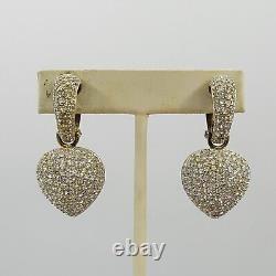 Vtg CAM-BER Earrings Hoops Heart Dangles Sterling Silver 925 Vermeil Jewelry