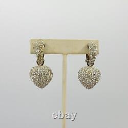 Vtg CAM-BER Earrings Hoops Heart Dangles Sterling Silver 925 Vermeil Jewelry