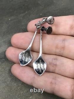 Vtg Denmark Sterling Silver handmade stingray Earrings