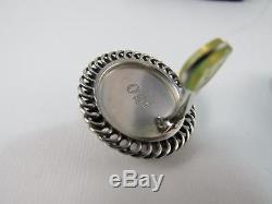 Vtg GEORG JENSEN Denmark Clip Earrings Sterling Silver Chrysoprase Design 85