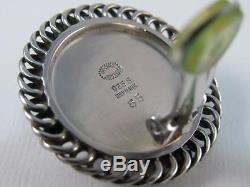 Vtg GEORG JENSEN Denmark Clip Earrings Sterling Silver Chrysoprase Design 85