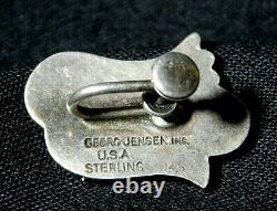 Vtg Georg Jensen Sterling Silver Alphonse Lapaglia Lily Clip Earrings # 145