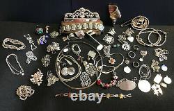 Vtg HUGE lot Sterling Silver Bracelet, Necklace, Pin/Brooch, Earrings, Ring