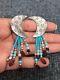 Vtg Kabana Southwestern Star Moon Sterling Silver 925 Turquoise Pierce Earrings