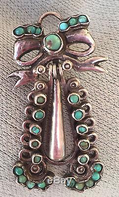 Vtg Matilde Poulat Matl Sterling Mexican Silver Earrings Turquoise Mexico 22g