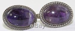 Vtg Mexican Sterling Silver Amethyst Earrings Mexico