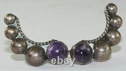 Vtg Mexican Sterling Silver Amethyst Earrings Mexico