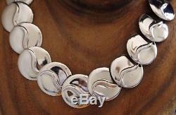 Vtg Mexico Sterling Round Pivot Link Necklace Earrings 18.5 Inch 83 Grams Taxco