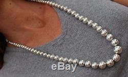 Vtg Mexico Sterling Silver Graduated Bead 31 In Necklace Earrings TAXCO 127 Gram
