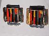 Vtg Mid Century Pietra Dura Mosaic Square Abstract Brutalist Sterling Earrings