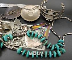 Vtg Native American Sterling & Nickel Silver Mixed Jewelry Lot
