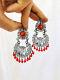 Vtg Oaxacan Filigree & Coral Earrings. Sterling Silver. Mexico. Frida Kahlo
