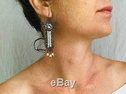 Vtg Oaxacan Filigree Earrings With Pearl. Sterling Silver. Mexico. Frida Kahlo