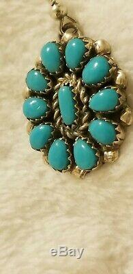 Vtg Old Pawn NAVAJO Cluster MORENCI TURQUOISE Sterling Silver Clip-On EARRINGS