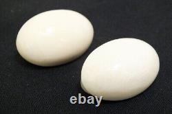 Vtg Patricia Von Musulin Off White Cream Oval Cabochon Clip On Earrings Sterling