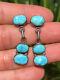 Vtg Pawn Sterling Silver Navajo Sleeping Beauty Turquoise Post Dangle Earrings
