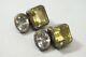 Vtg Rebecca Collins Sterling Silver Earrings Dallas Texas Pale Yellow Gemstones