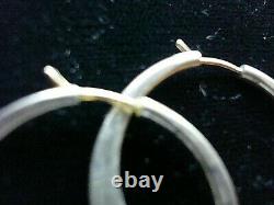 Vtg Signed Ed Levin Modernist Hammered Sterling Silver Hoop Earrings, 14kt Posts