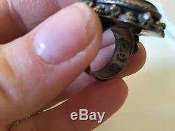 Vtg Sterling Silver 925 Black Onxy Poison Ring Taxco Large Stone Ornate