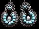 Vtg Sterling Silver Filigree Earrings Turquoise Oaxaca Mexico